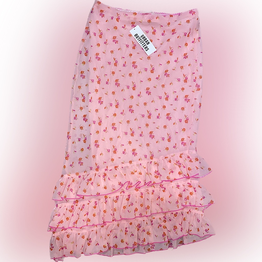Floral flirty chiffon ruffle midi skirt from Urban Outfitters x Kimchi Blue